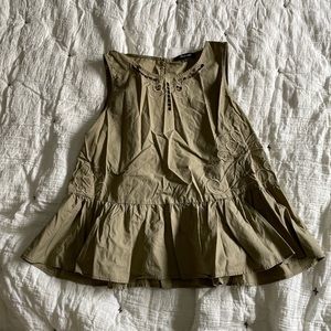 madewell olive green sleeveless blouse